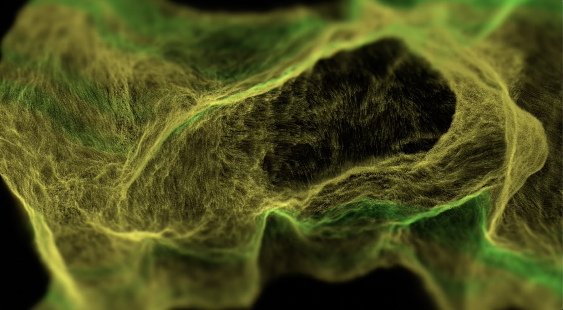 Green audiovisual waveform visual output